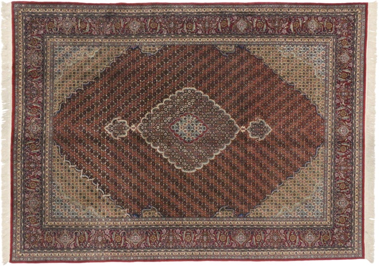 Vintage Chinese Rug with Persian Mahi Fish Design with Manor House Style In Good Condition For Sale In Dallas, TX