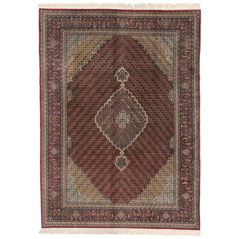 Vintage Chinese Rug with Persian Mahi Fish Design with Manor House Style For Sale
