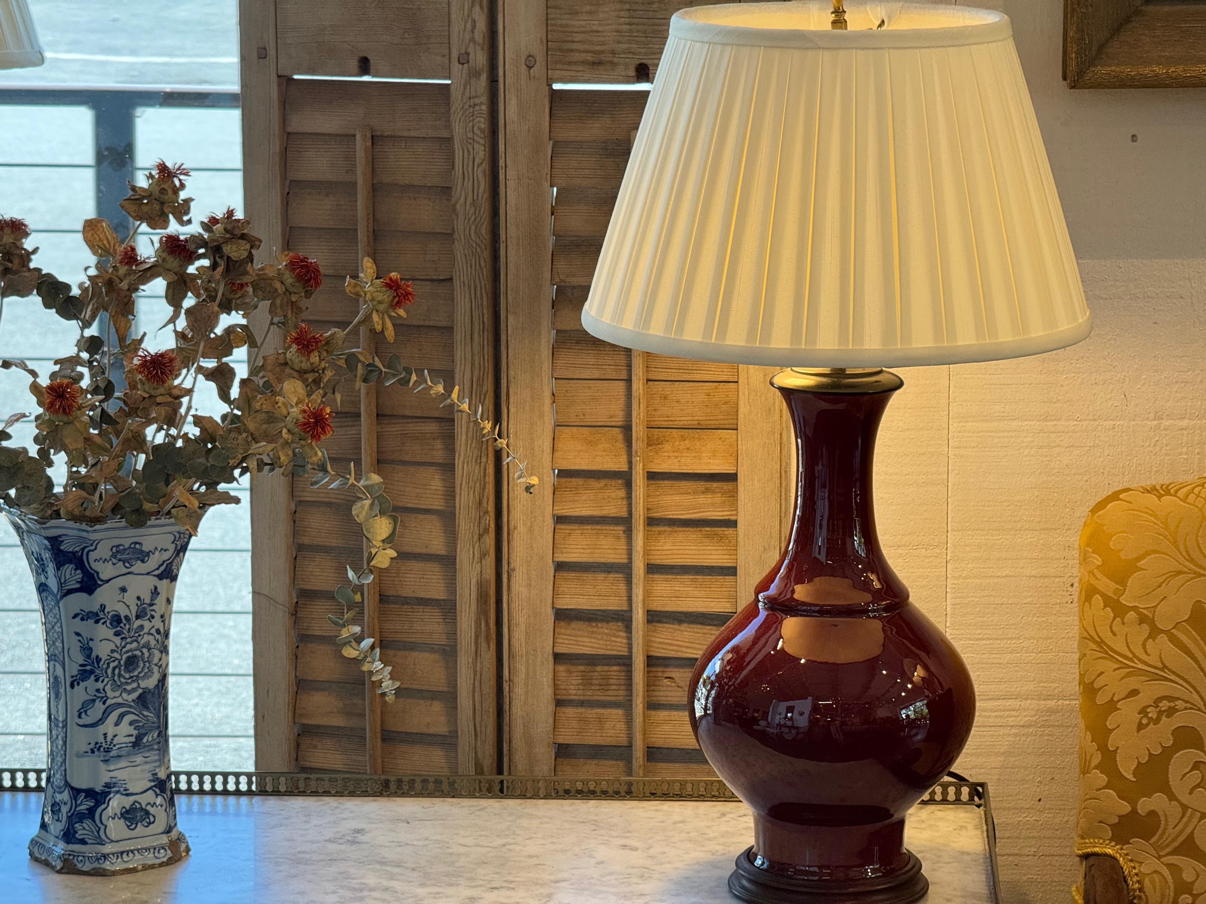 Vintage Chinese Sang-De-Boeuf Glazed Lamp For Sale 1