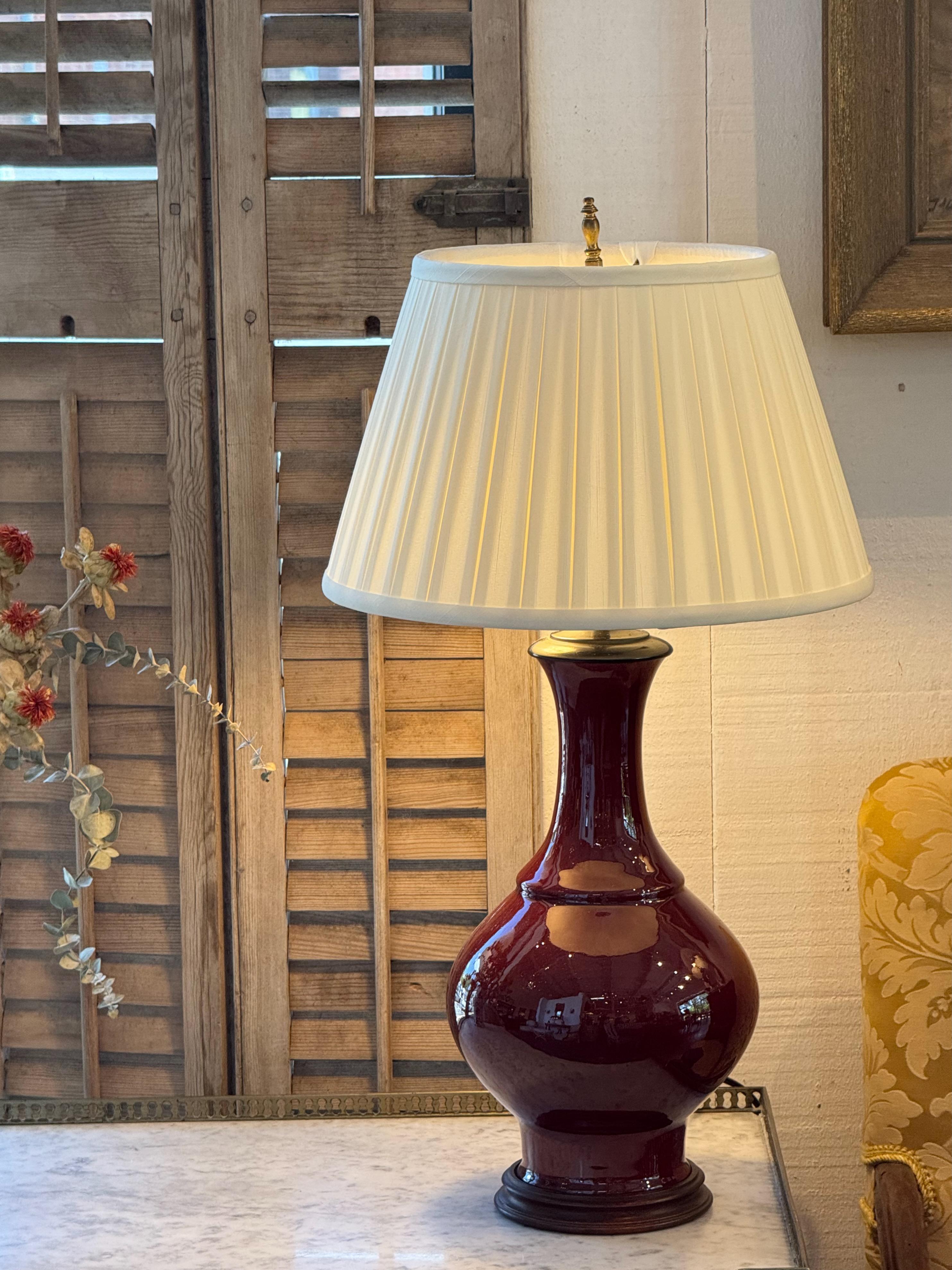 Vintage Chinese Sang-De-Boeuf Glazed Lamp For Sale 2