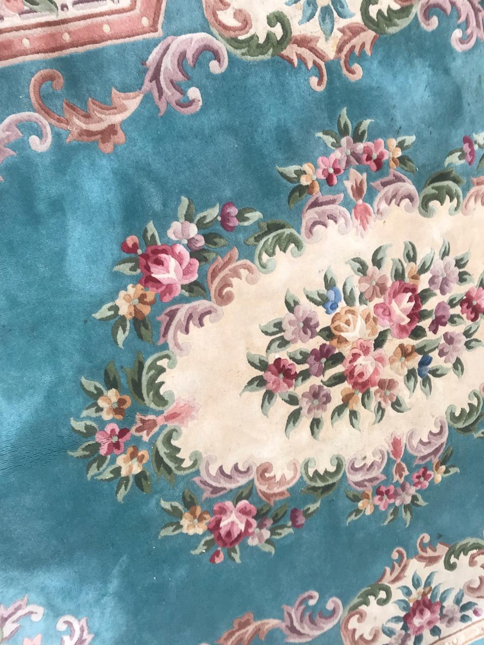 Cotton Bobyrug’s Beautiful Vintage Chinese Savonnerie Style Rug For Sale