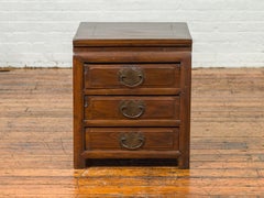 Midcentury Side Chest with Three-Drawers and Traditional Butterfly Hardware