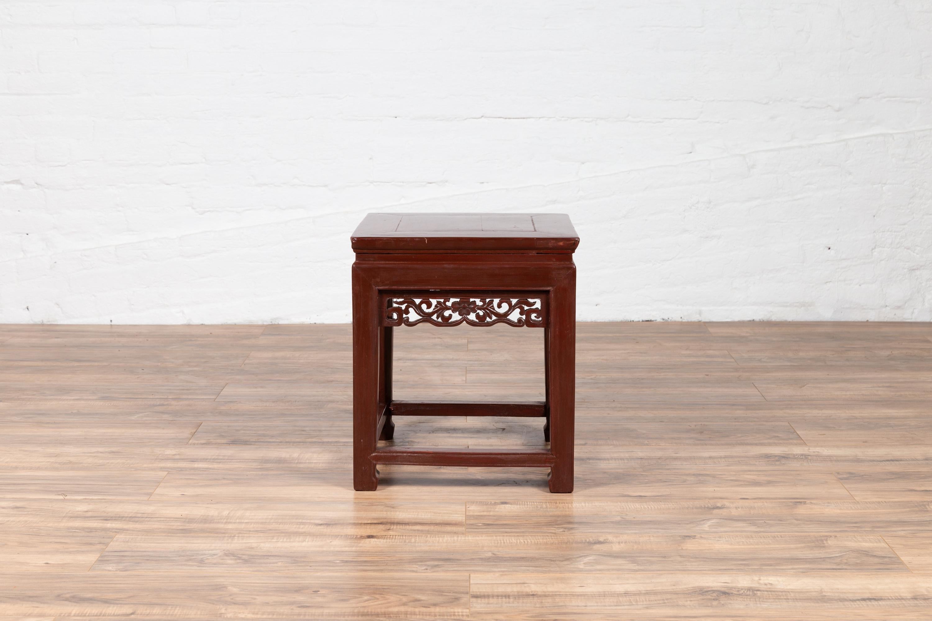 dark red side table