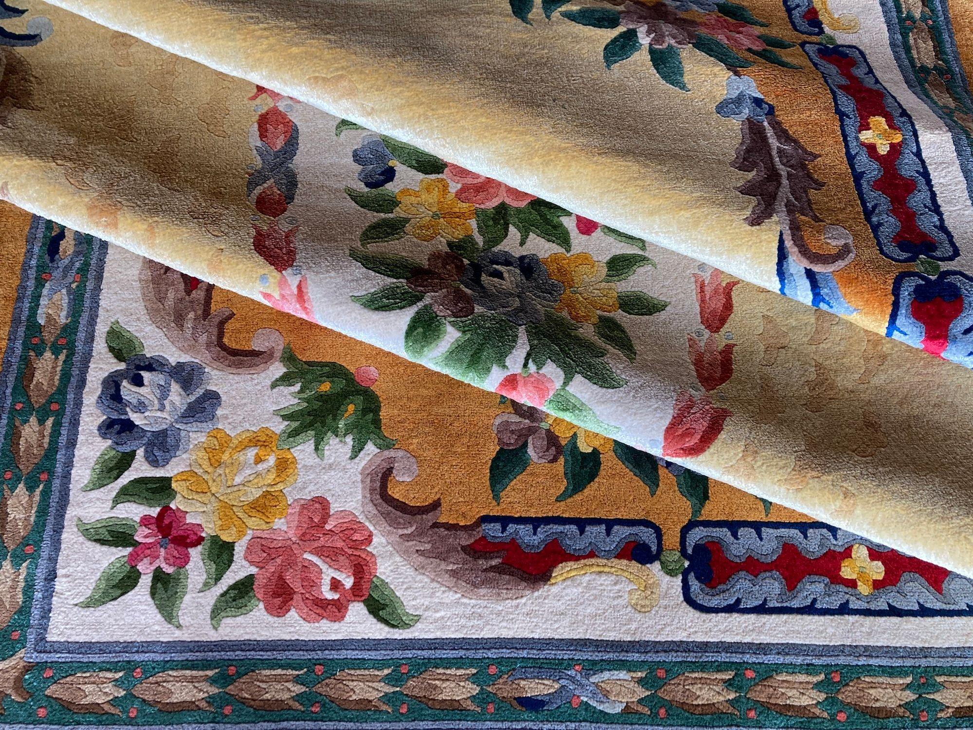 Vintage Chinese Silk Carpet 2.43m X 1.59m im Angebot 6