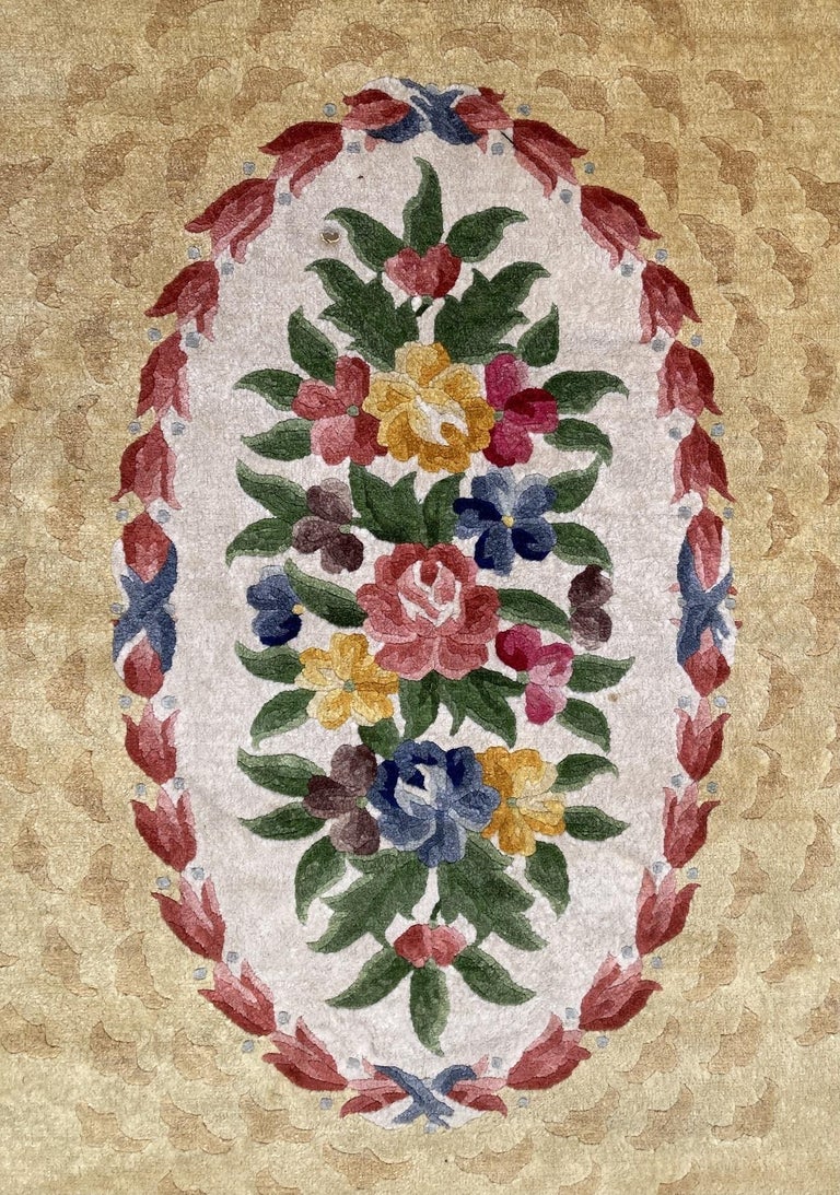 Vintage Chinese Silk Carpet For Sale at 1stDibs