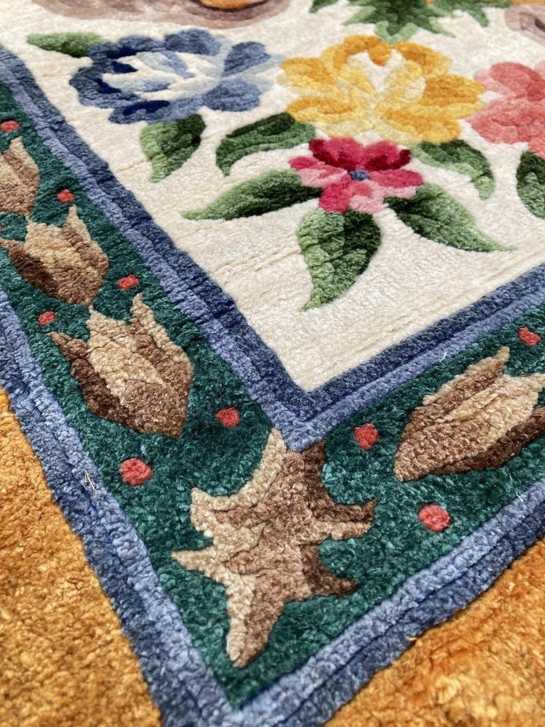 Vintage Chinese Silk Carpet For Sale at 1stDibs