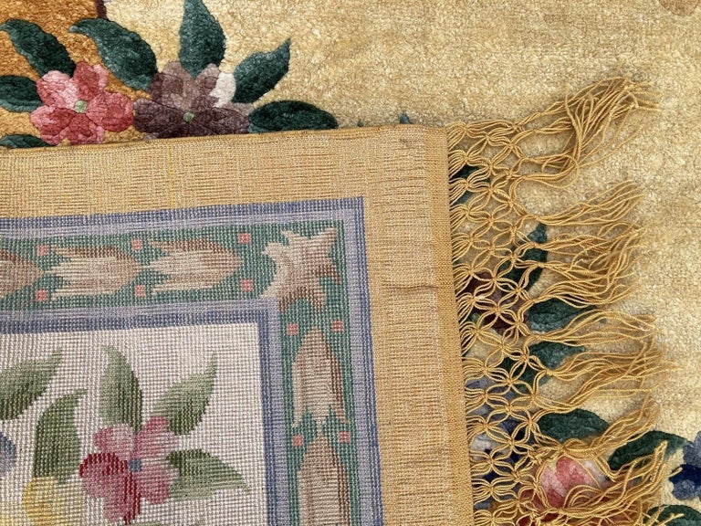 Vintage Chinese Silk Carpet For Sale at 1stDibs