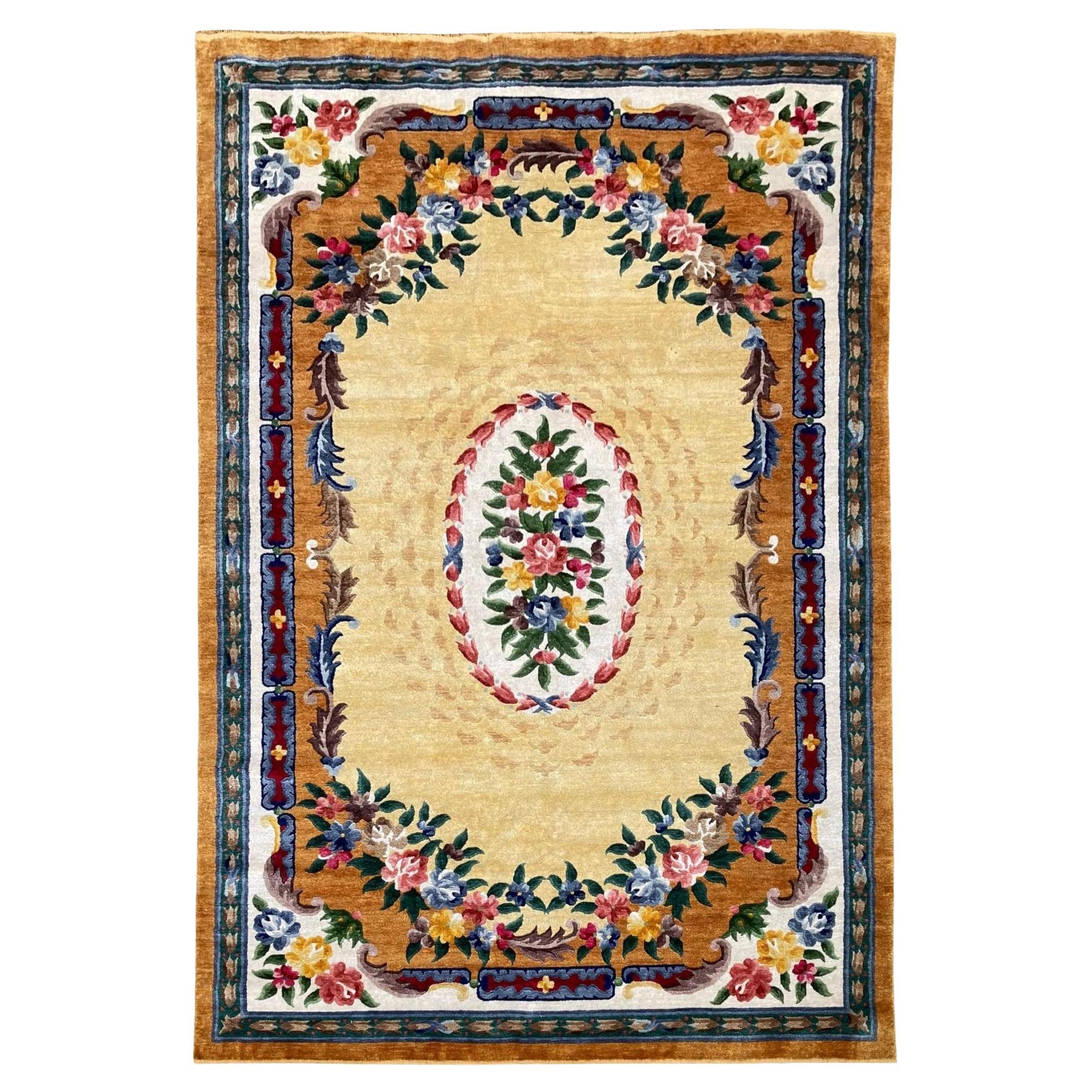 Vintage Chinese Silk Carpet 2.43m X 1.59m