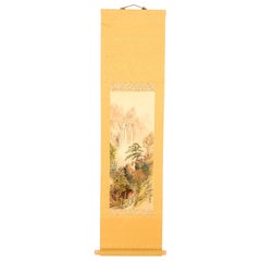 Vintage Chinese Silk Landscape Scroll Wall Art Hanging Decor 1