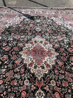 Vintage Chinese Silk Rug 1970s Handmade Floral Medallion 8.10 x 11.9 ft -1B995