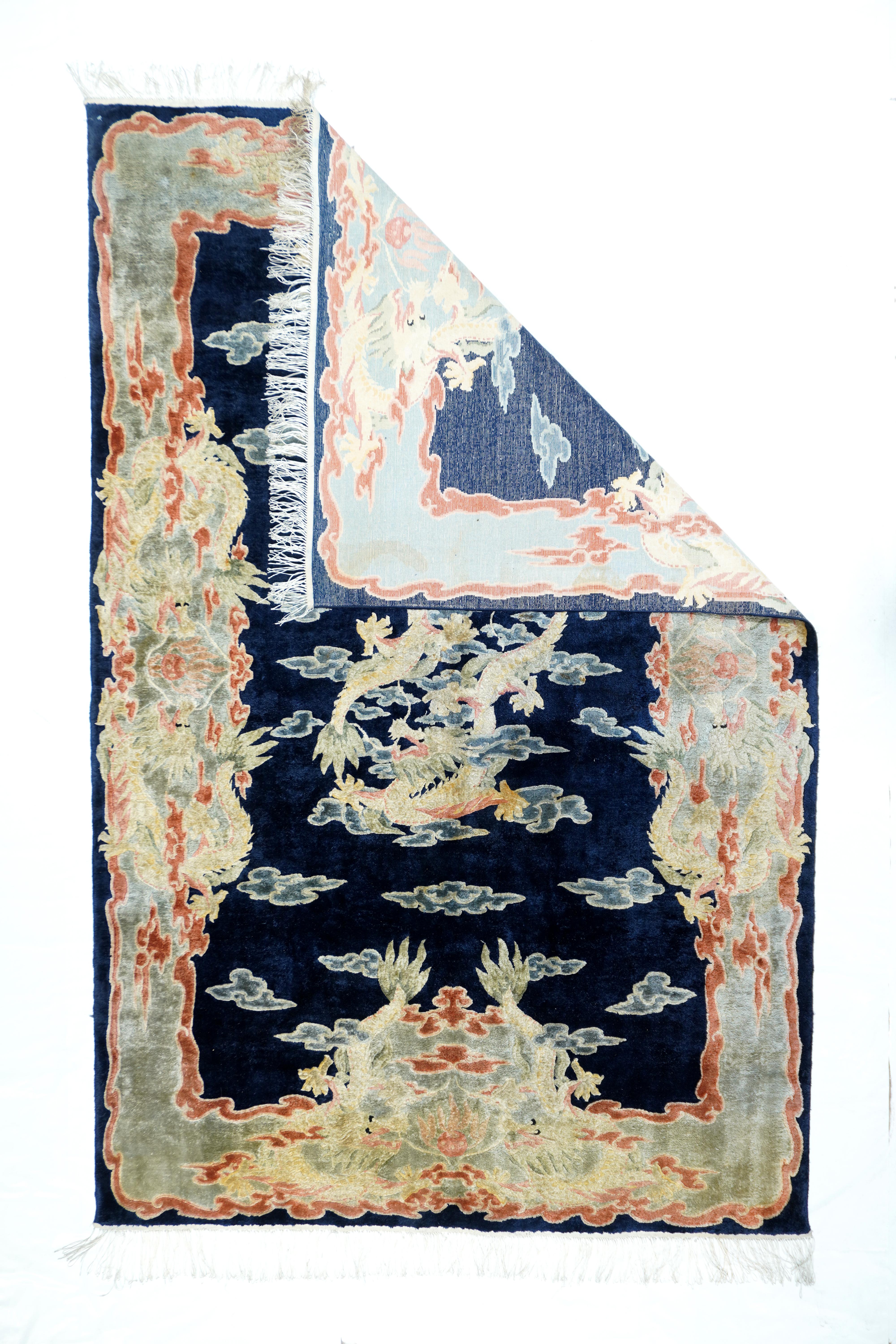 Vintage Chinese Silk Rug 5’1