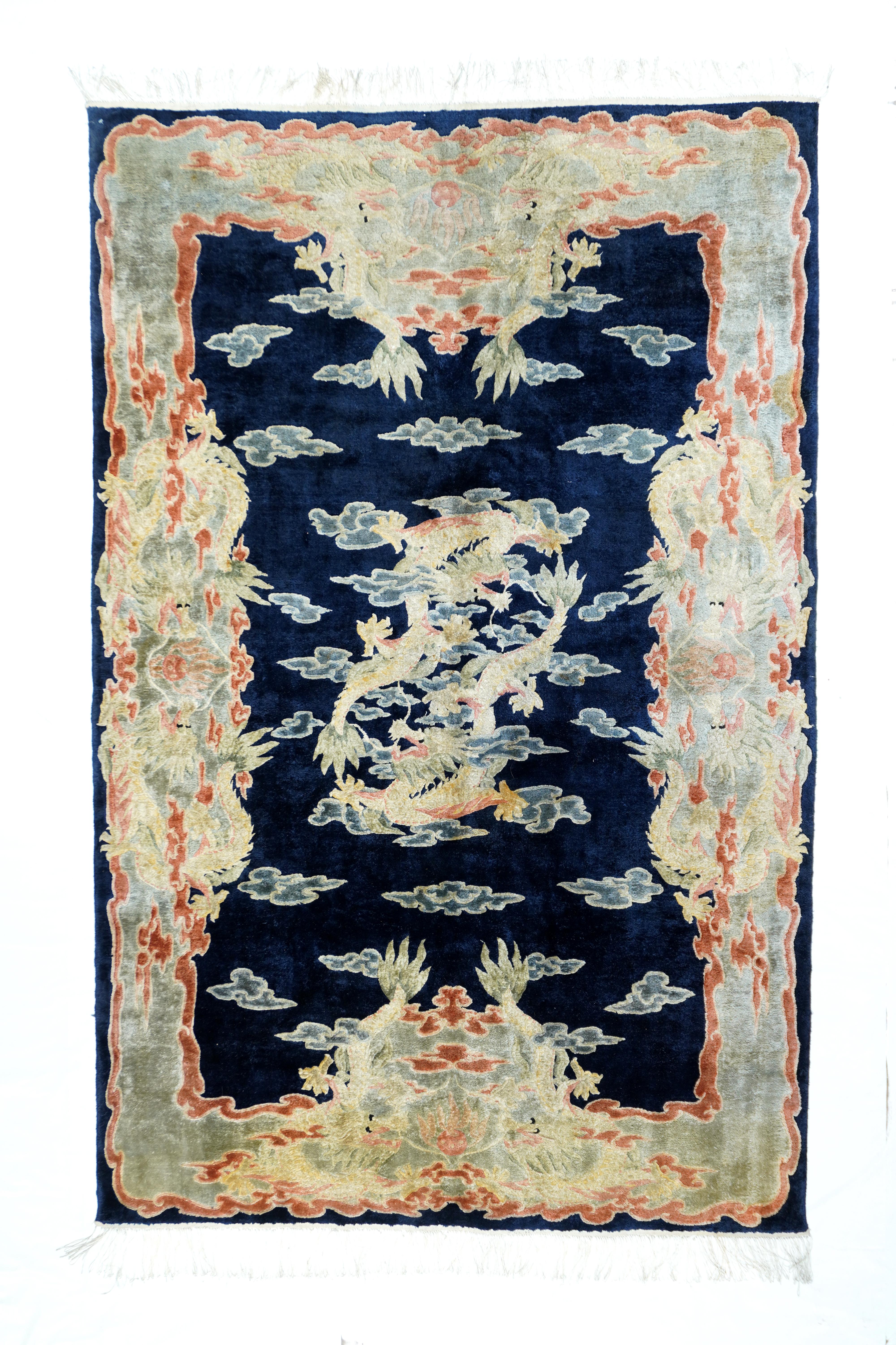 20th Century Vintage Chinese Silk Rug 5’1