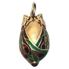 Vintage Chinese Silver Gilt Enamel Egg Pendant
