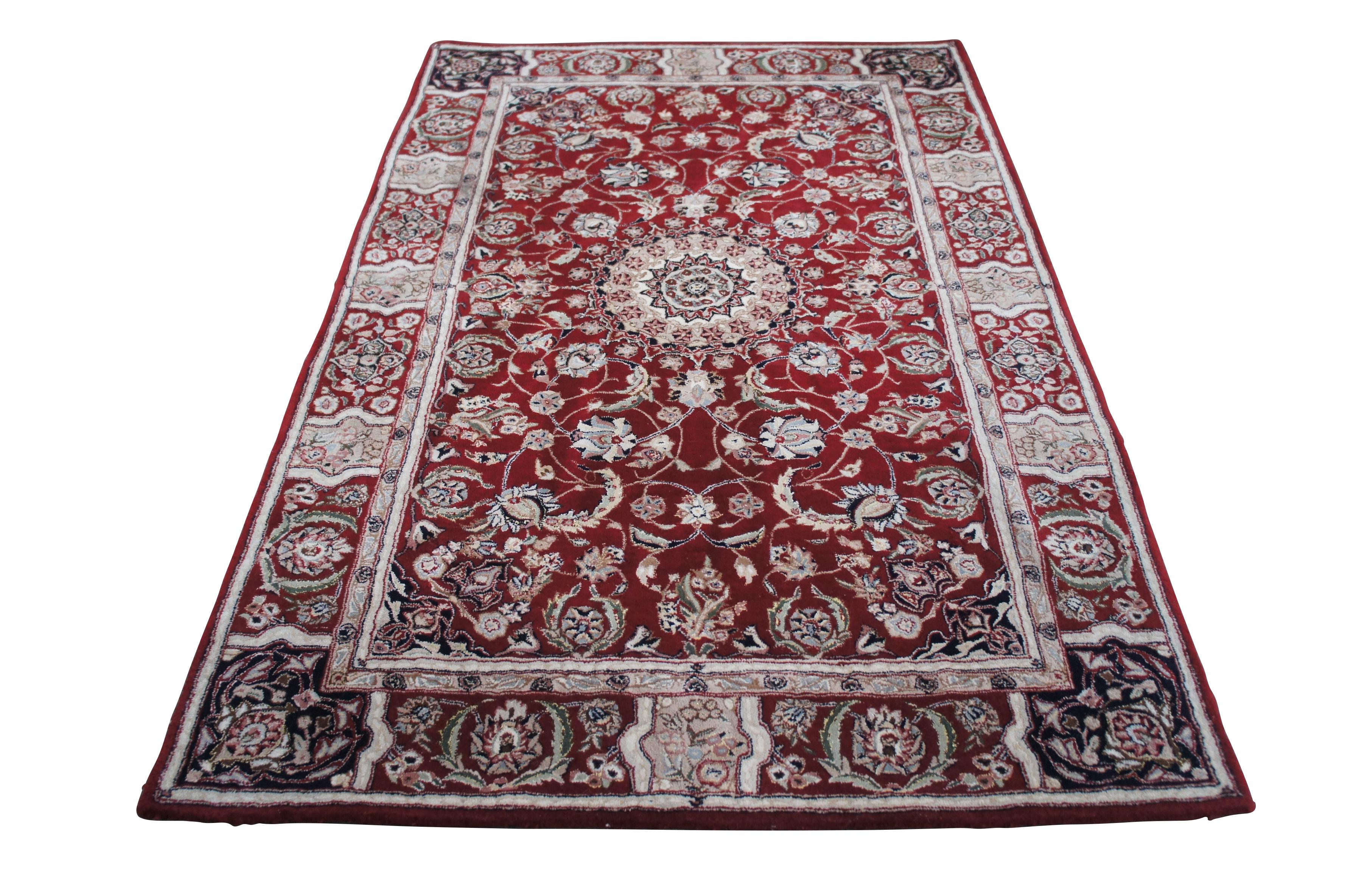 Chinese Export Vintage Chinese Sino Floral All Over Persian Medallion Area Rug Carpet 5' x 8' For Sale