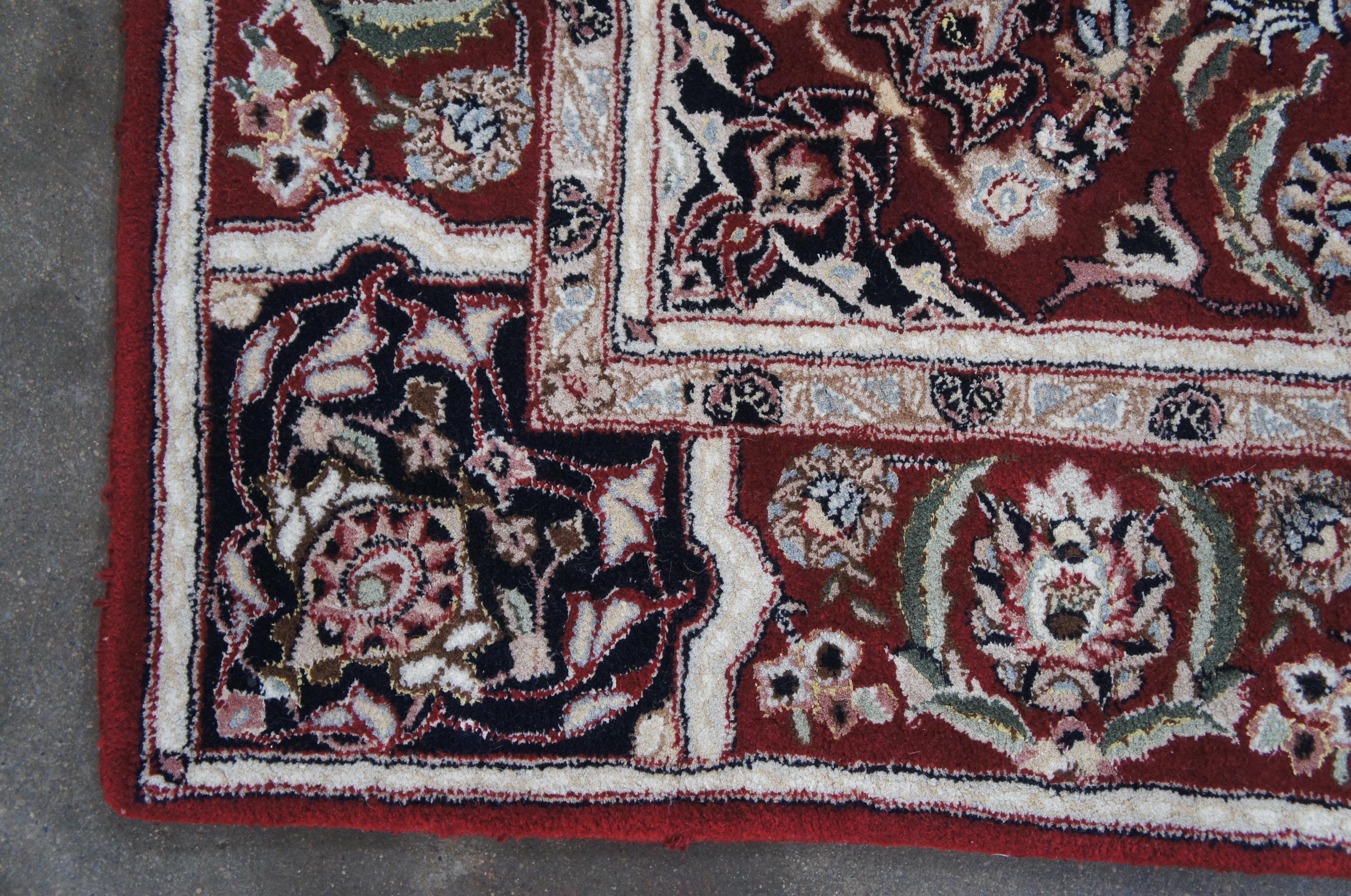 Wool Vintage Chinese Sino Floral All Over Persian Medallion Area Rug Carpet 5' x 8' For Sale