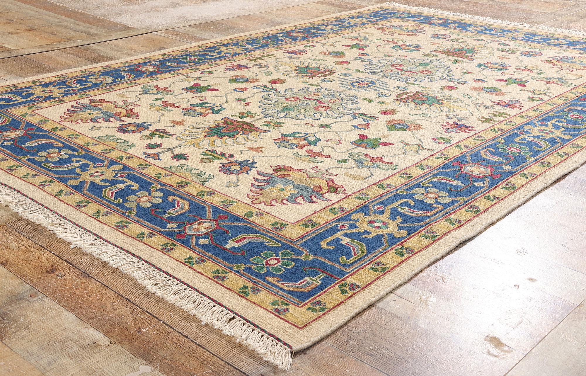 Wool Vintage Chinese Soumak Carpet with Modern Style For Sale