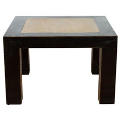 Vintage Chinese Square Coffee Table with Antique Palace Courtyard Stone Inset