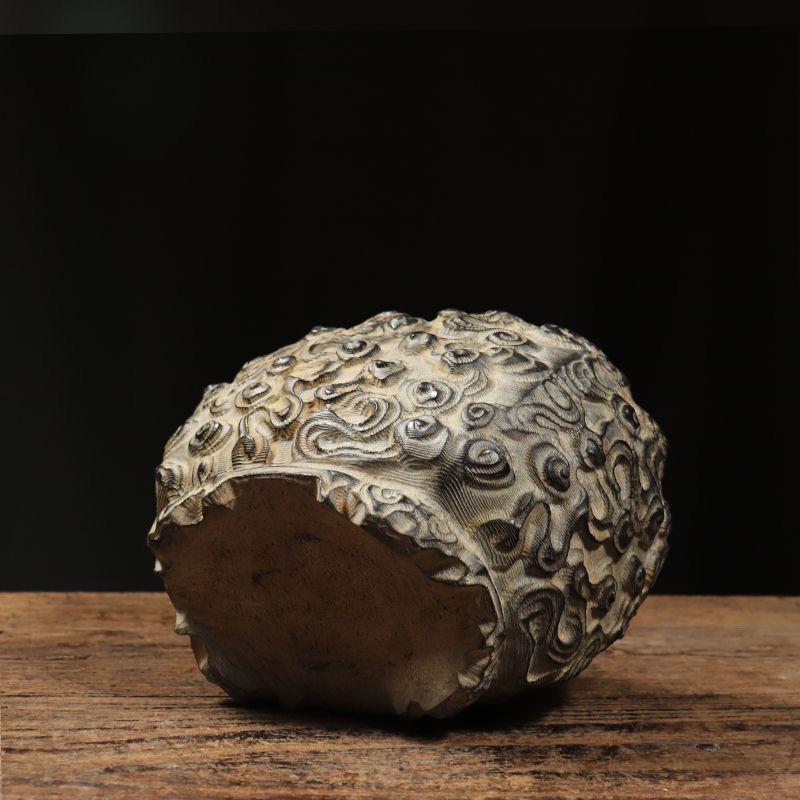 Vintage Chinese Stone Carving Auspicious Clouds Flower Pot For Sale 5