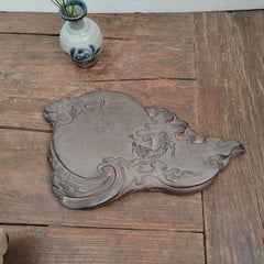 Vintage Chinese Stone Carving Dragon and Sea Flat Plate