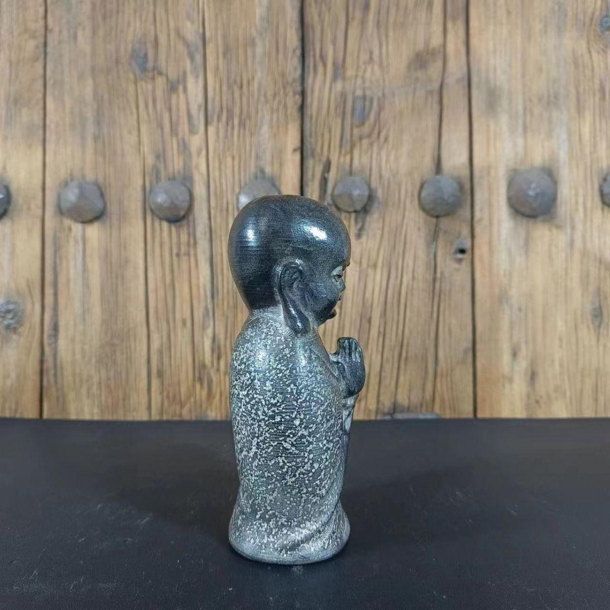 20th Century Vintage Chinese Stone Carving Little Standing Monk Statue For Sale
