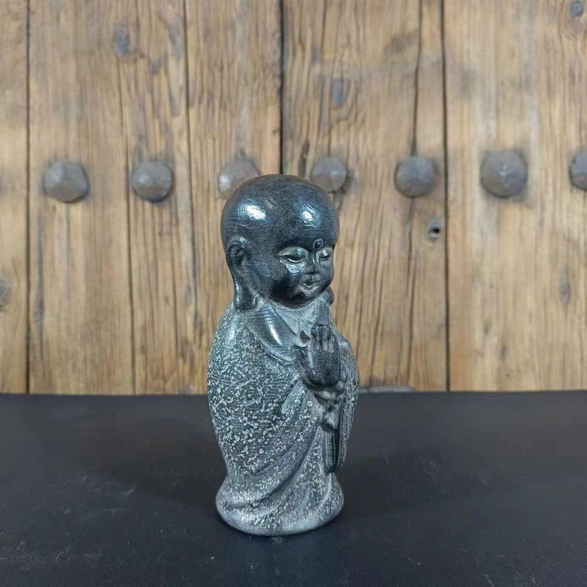 Vintage Chinese Stone Carving Little Standing Monk Statue For Sale 1