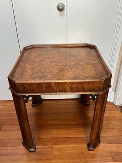 Chinese Chippendale George III Style Burl Elmwood Dessert Occasional Table