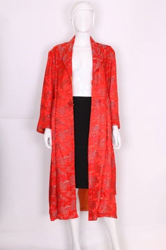 Vintage  Chinese Style Red Silk Dressing Gown