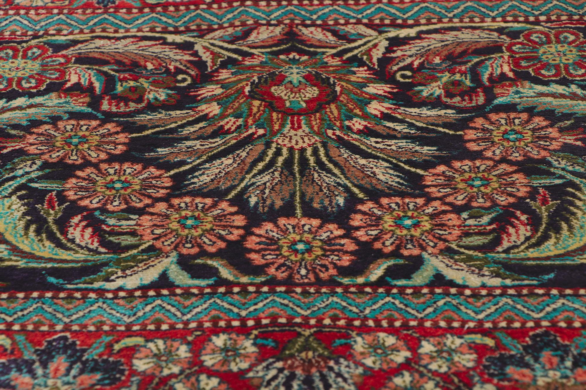 Vintage Chinese Tabriz Silk Rug Hotel Lobby Size Carpet For Sale 2