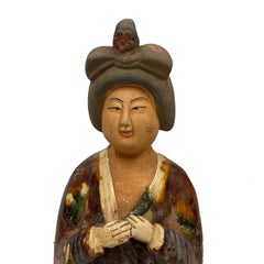 Vintage Chinese Tang Tri-Colored Glazed Tomb Ceramic Statue