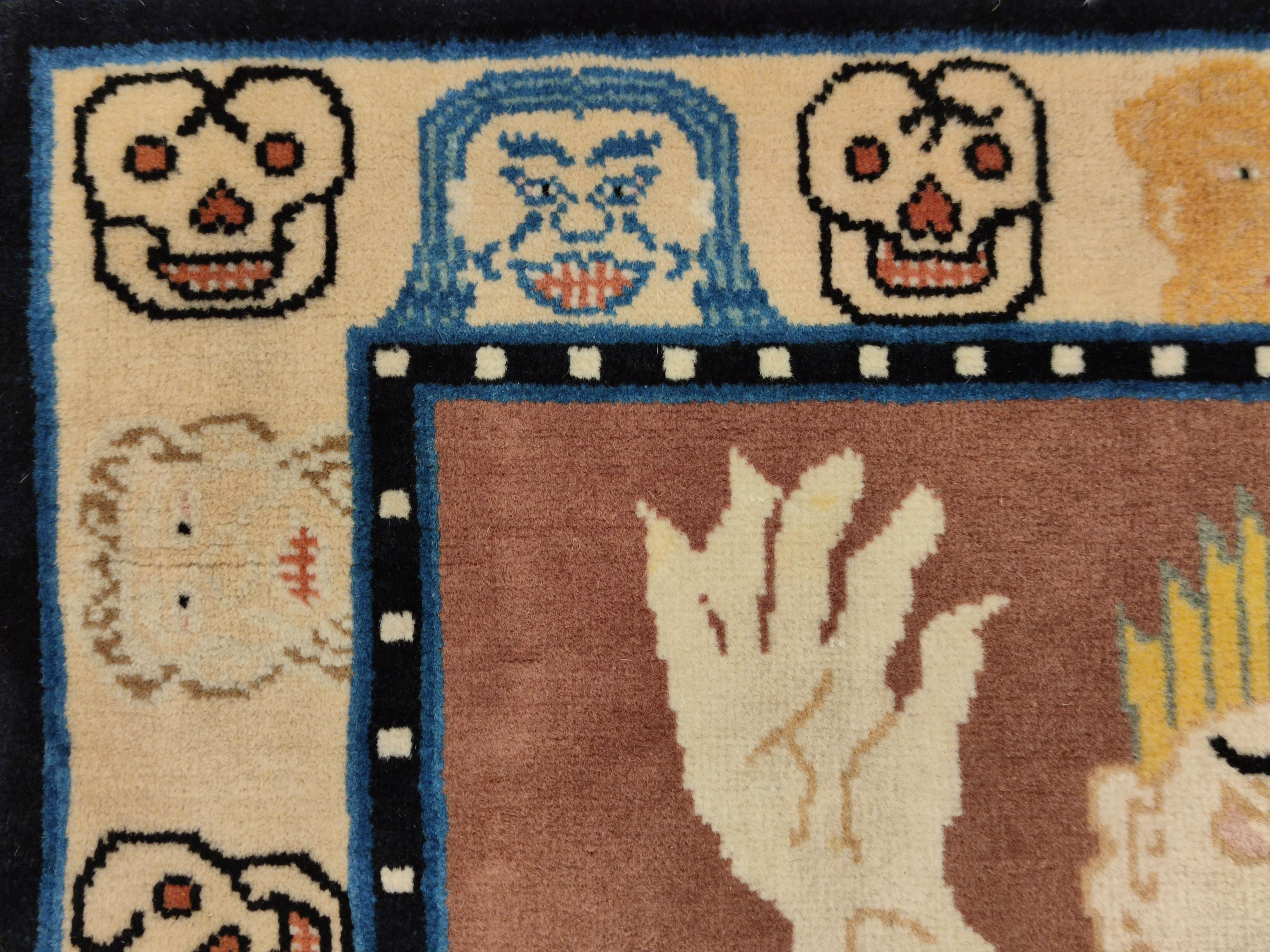Chinesischer Tantra-Teppich im Vintage-Stil (Tibetisch)