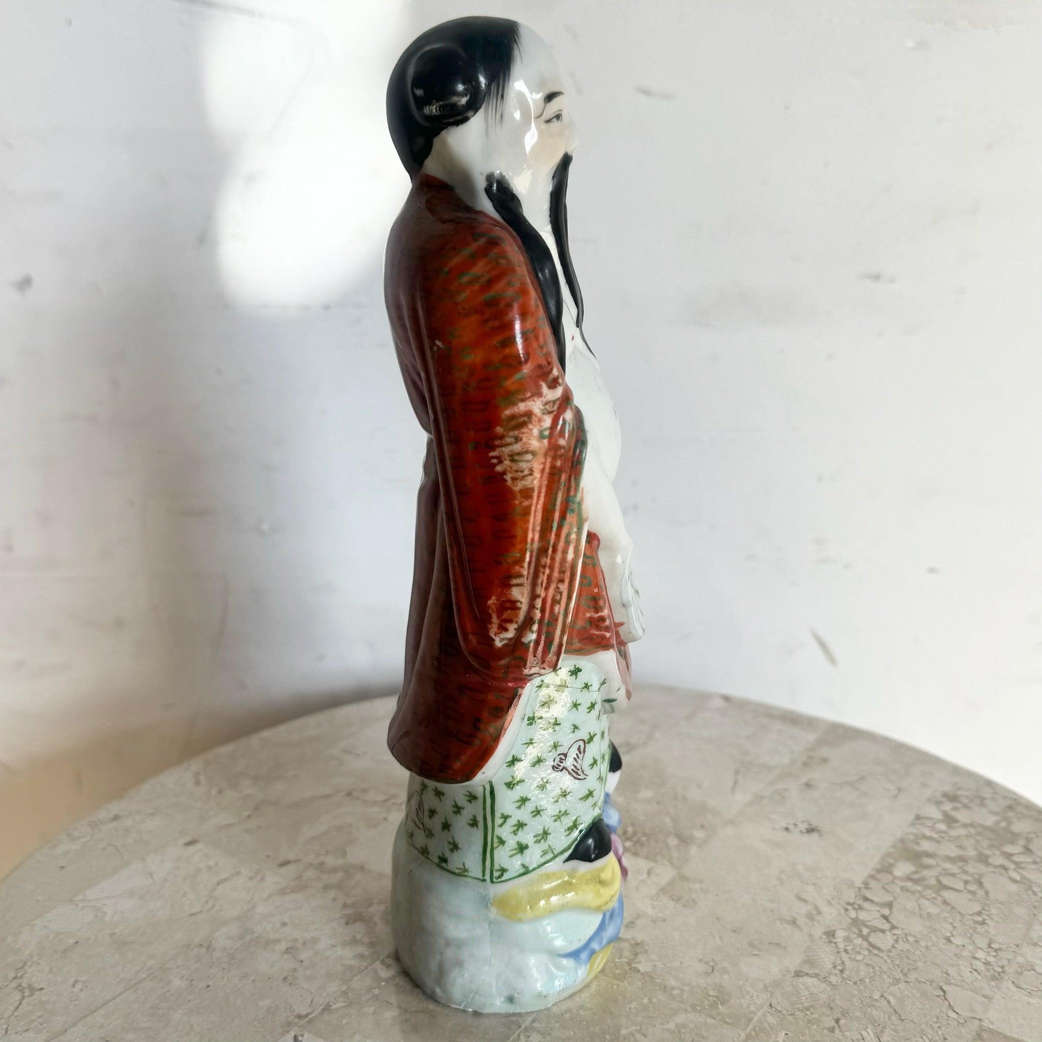 Vintage Chinese Taoist Porcelain Sculpture In Good Condition For Sale In Delray Beach, FL
