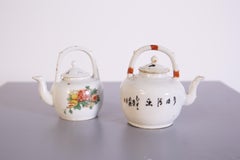 Chinesische Teekannen aus handbemalter Keramik, Vintage