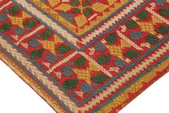 Vintage Chinese Textile, Red with Vibrant Geometric Brocade - Rug & Kilim