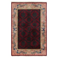 Antique Chinese Textile, Red with Vibrant Geometric Brocade - Rug & Kilim