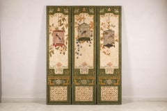 Vintage Chinese Three-Panel Birdcage Folding Screen with Parrots