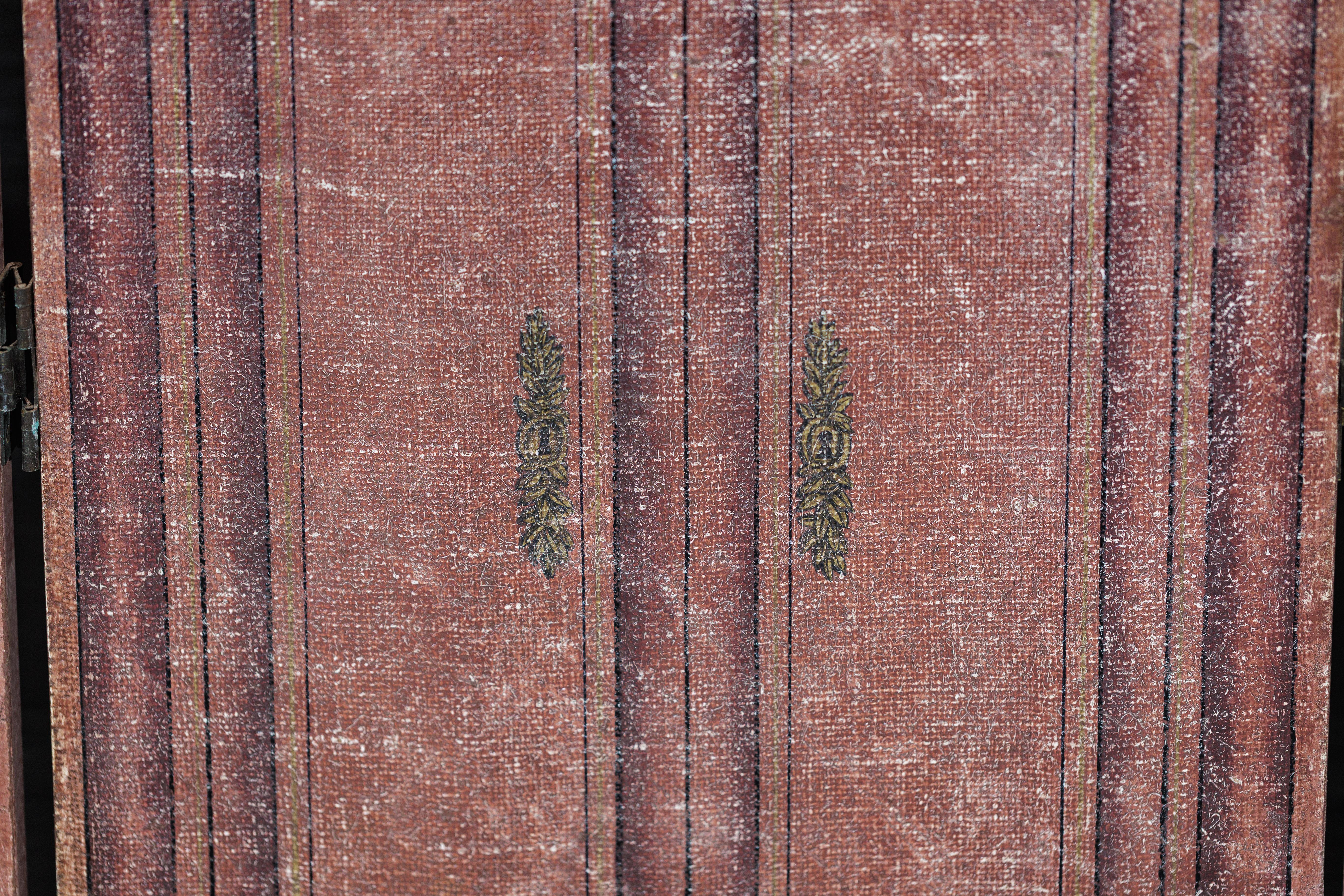 Vintage Chinese Three-Panel Screen with Painted Classical Vessel Motifs For Sale 9
