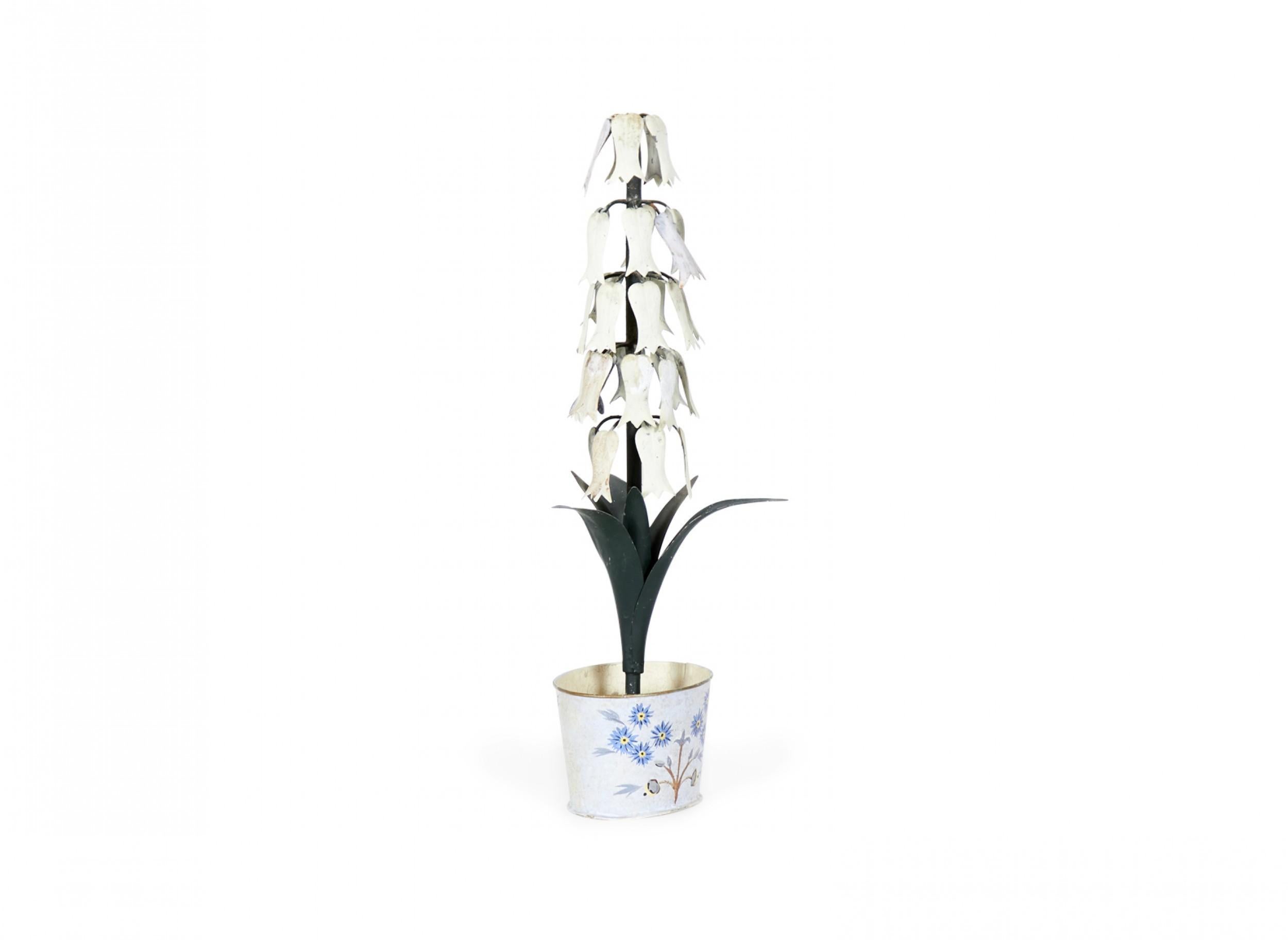 Chinese Export Vintage Chinese Tole and Iron Potted Flower Sculpture For Sale