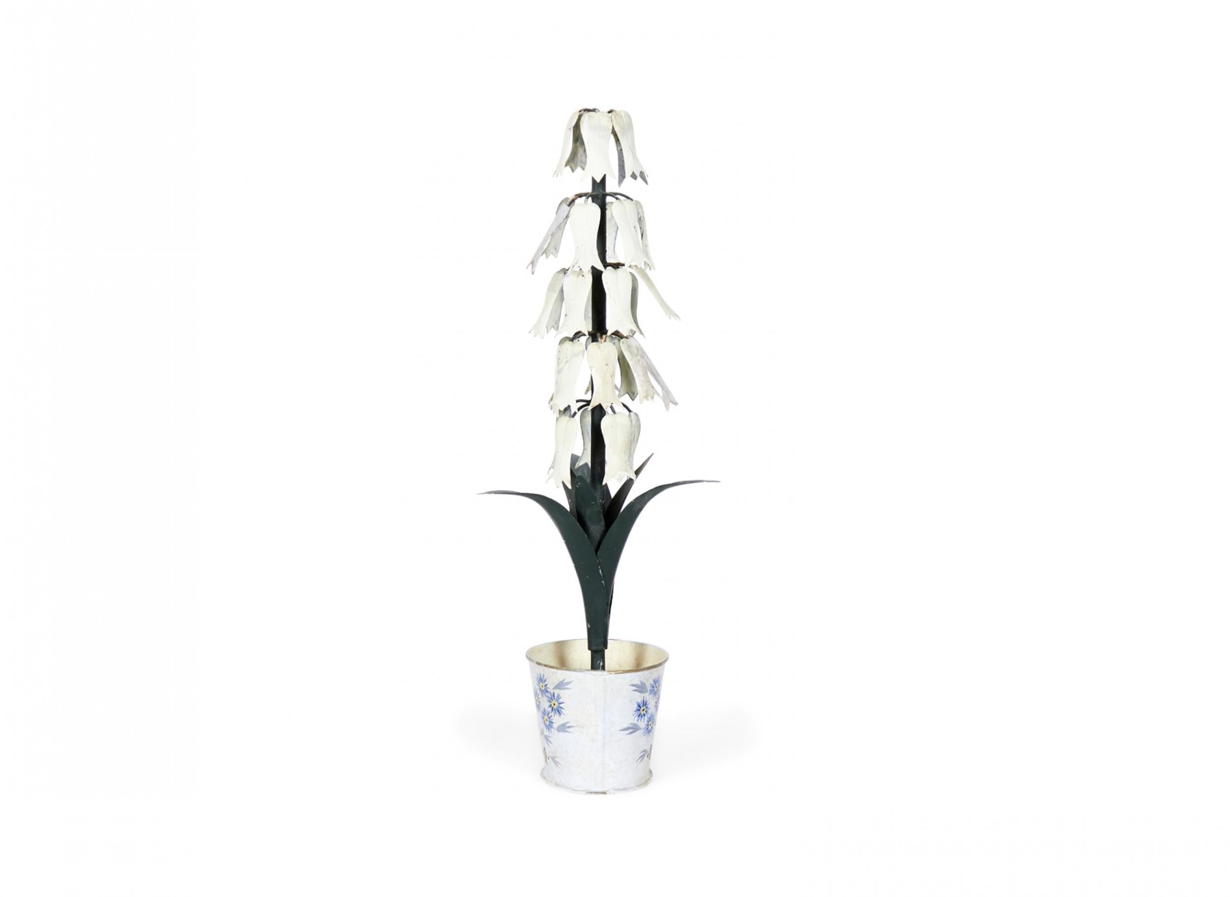 20th Century Vintage Chinese Tole and Iron Potted Flower Sculpture For Sale