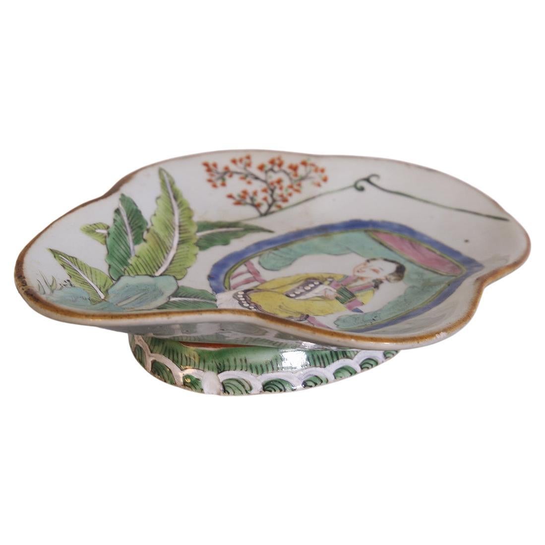 Bandeja china vintage de cerámica pintada a mano en venta
