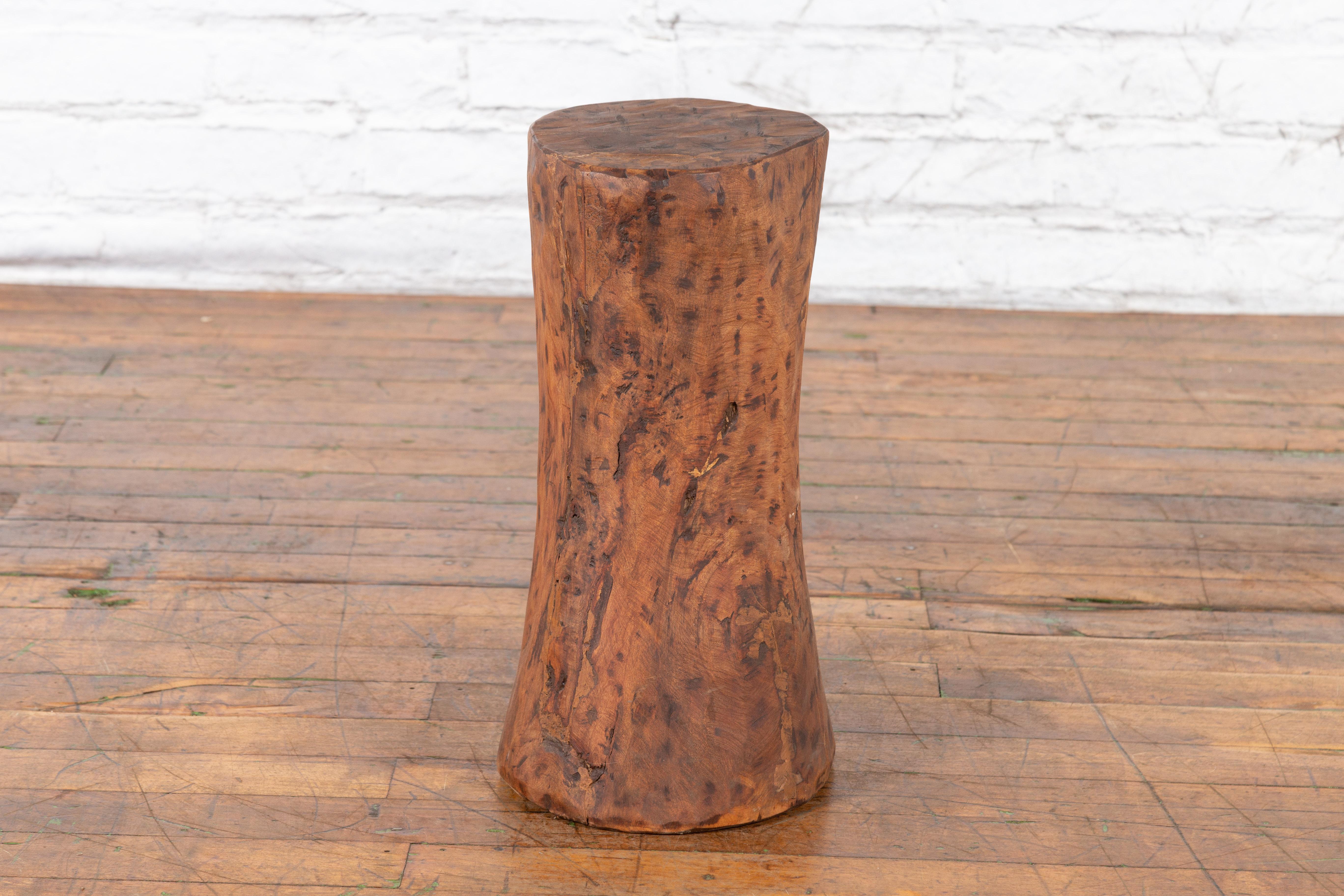 Vintage Chinese Tree Stump Wooden Pedestal with Rustic Character For Sale 8