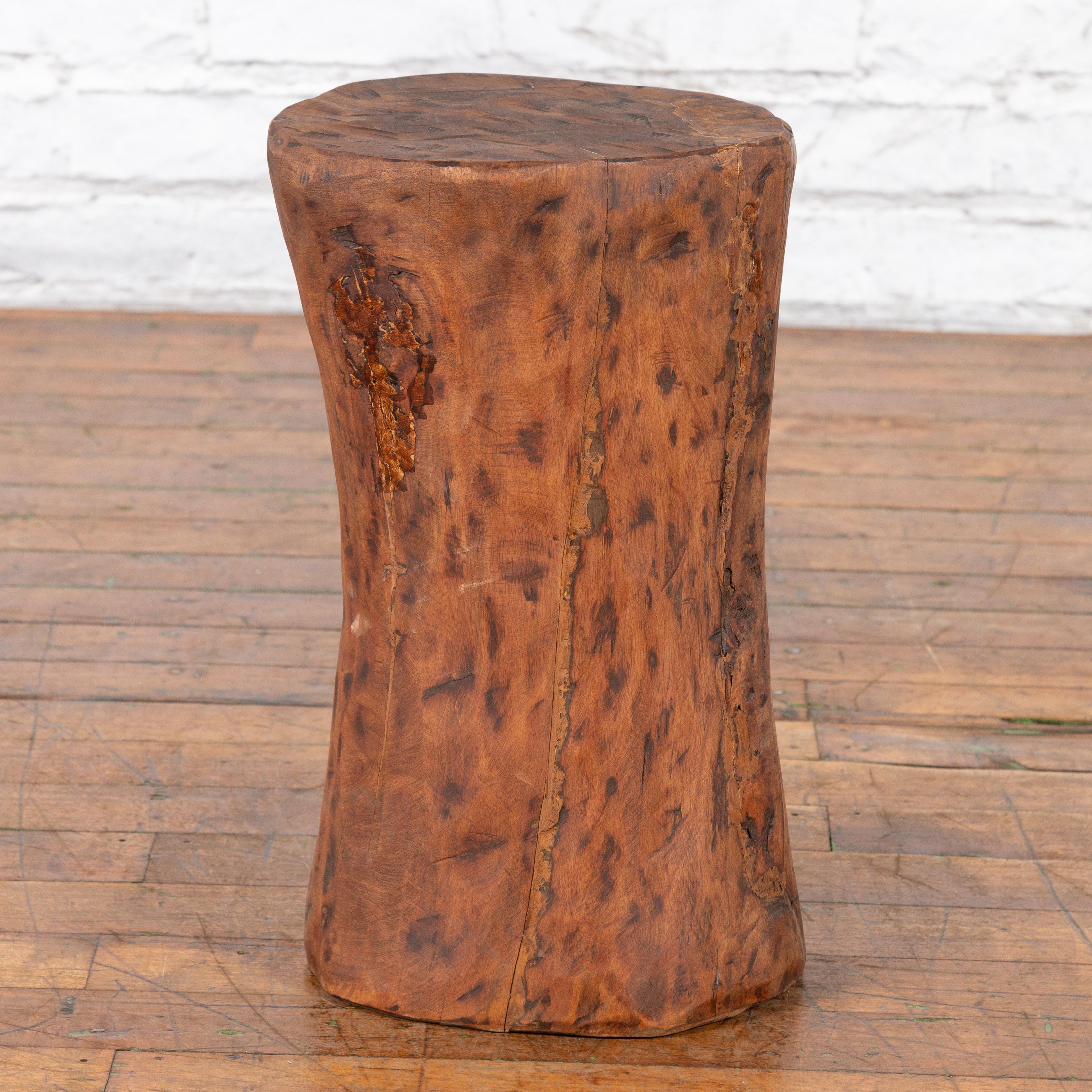 Vintage Chinese Tree Stump Wooden Pedestal with Rustic Character For Sale 9