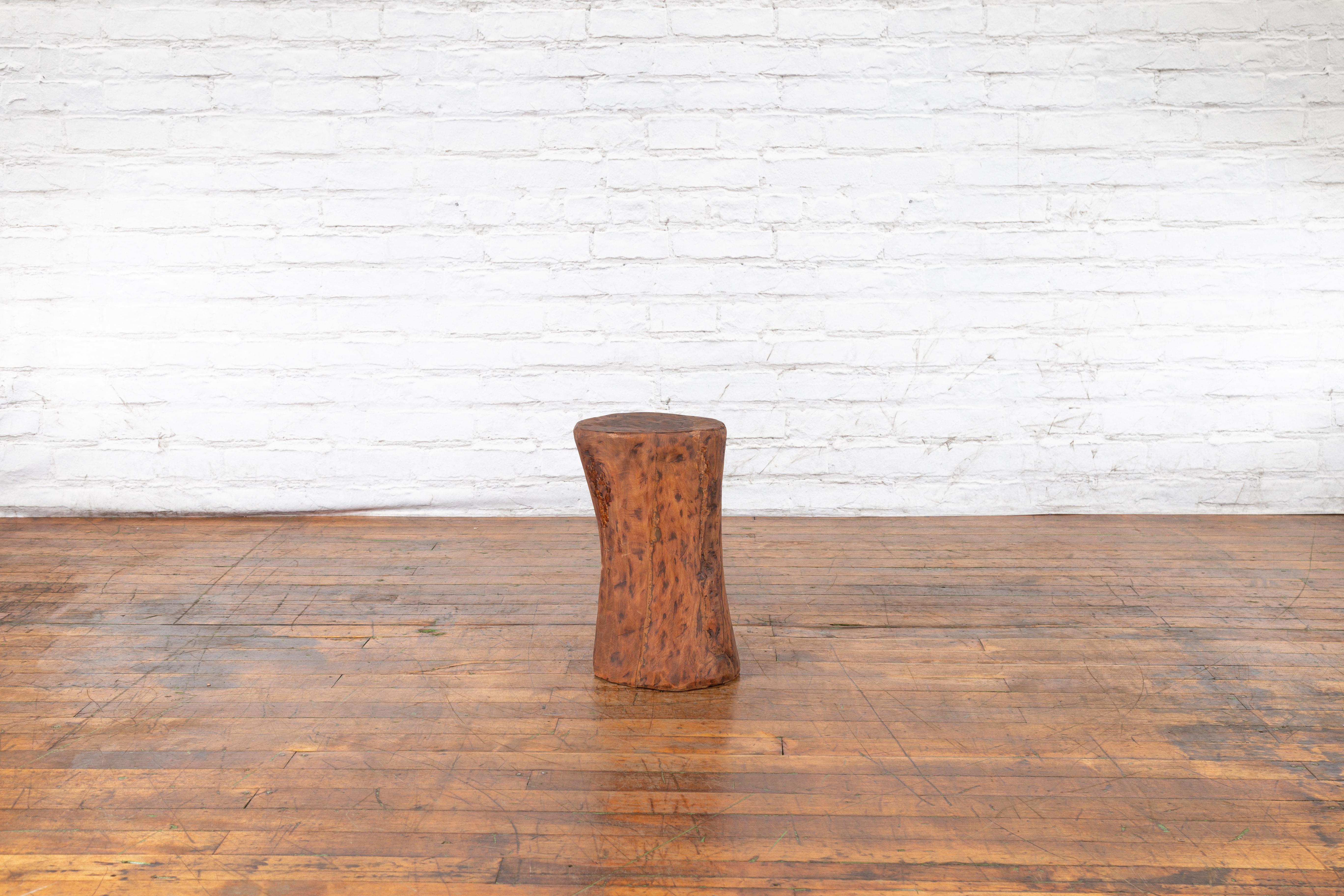 Vintage Chinese Tree Stump Wooden Pedestal with Rustic Character In Good Condition For Sale In Yonkers, NY