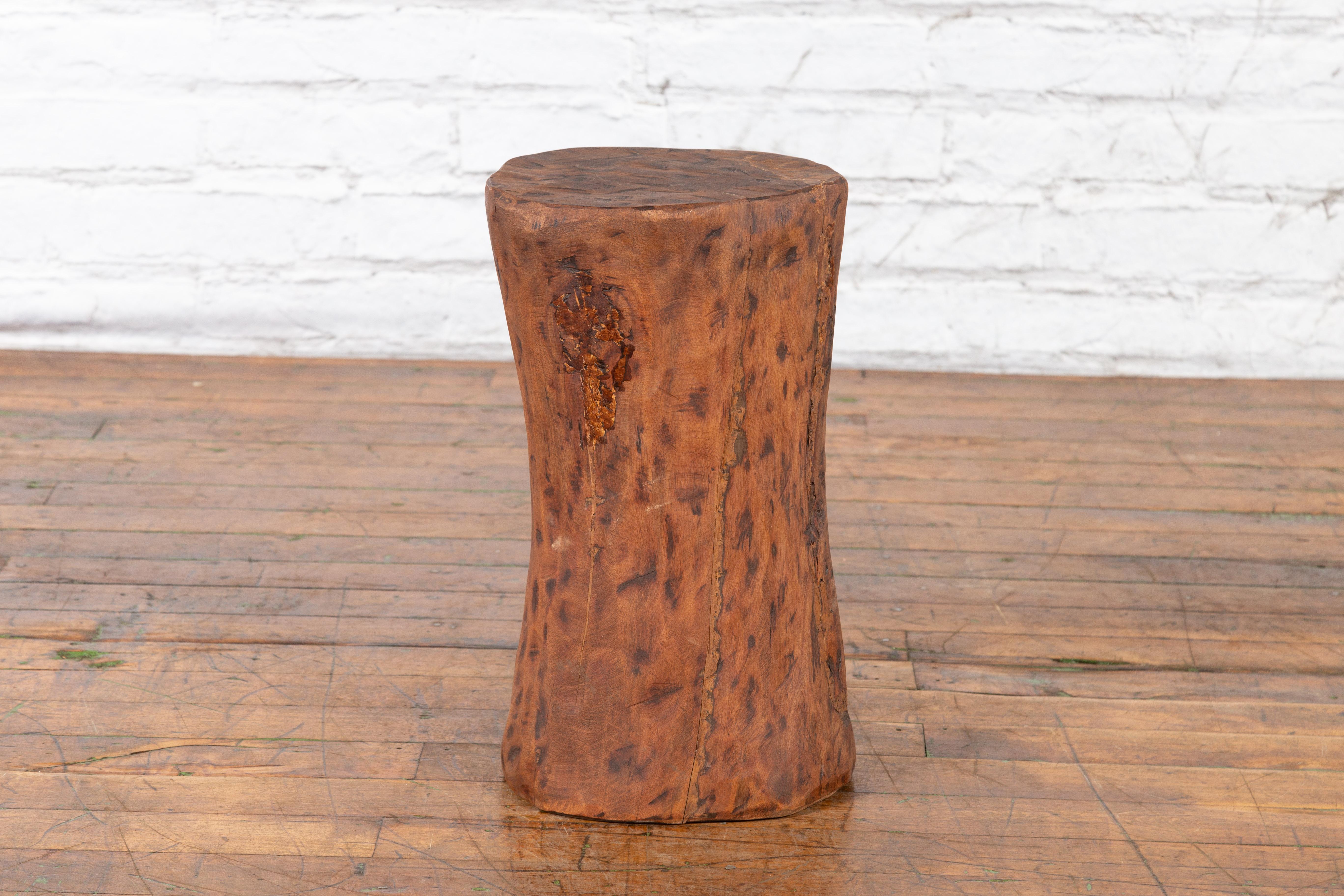 Vintage Chinese Tree Stump Wooden Pedestal with Rustic Character For Sale 5