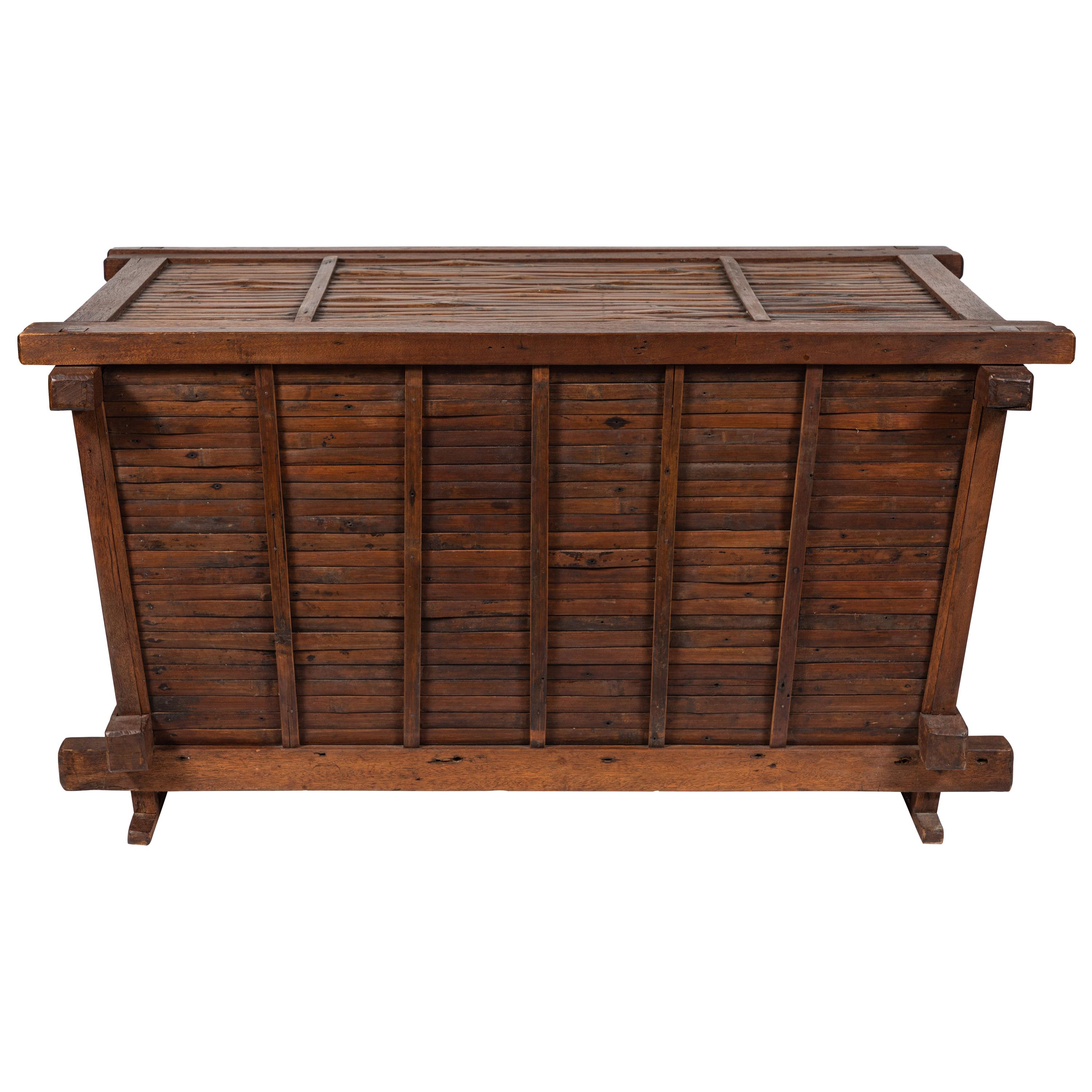 Vintage Chinese Trunk Made of Bamboo and Elm