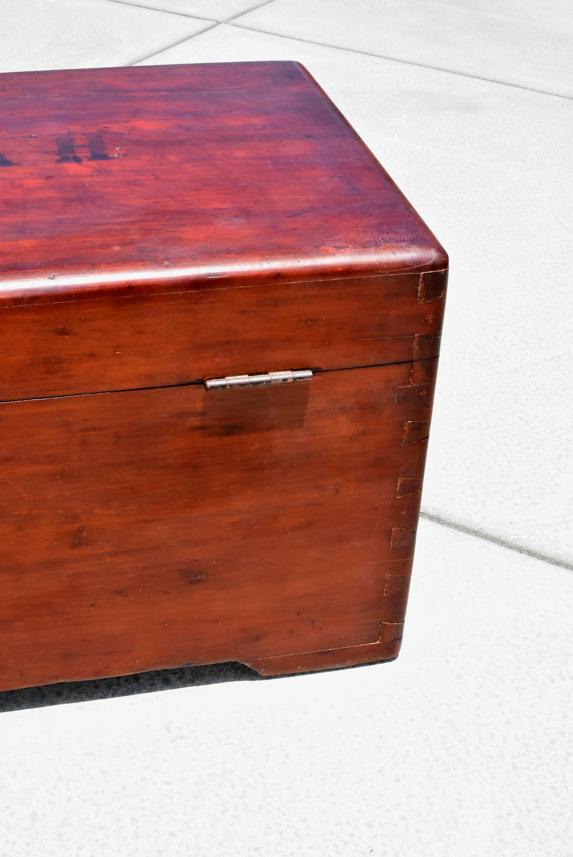 Brass Chinse Republic Era Solid Wood Trunk  For Sale
