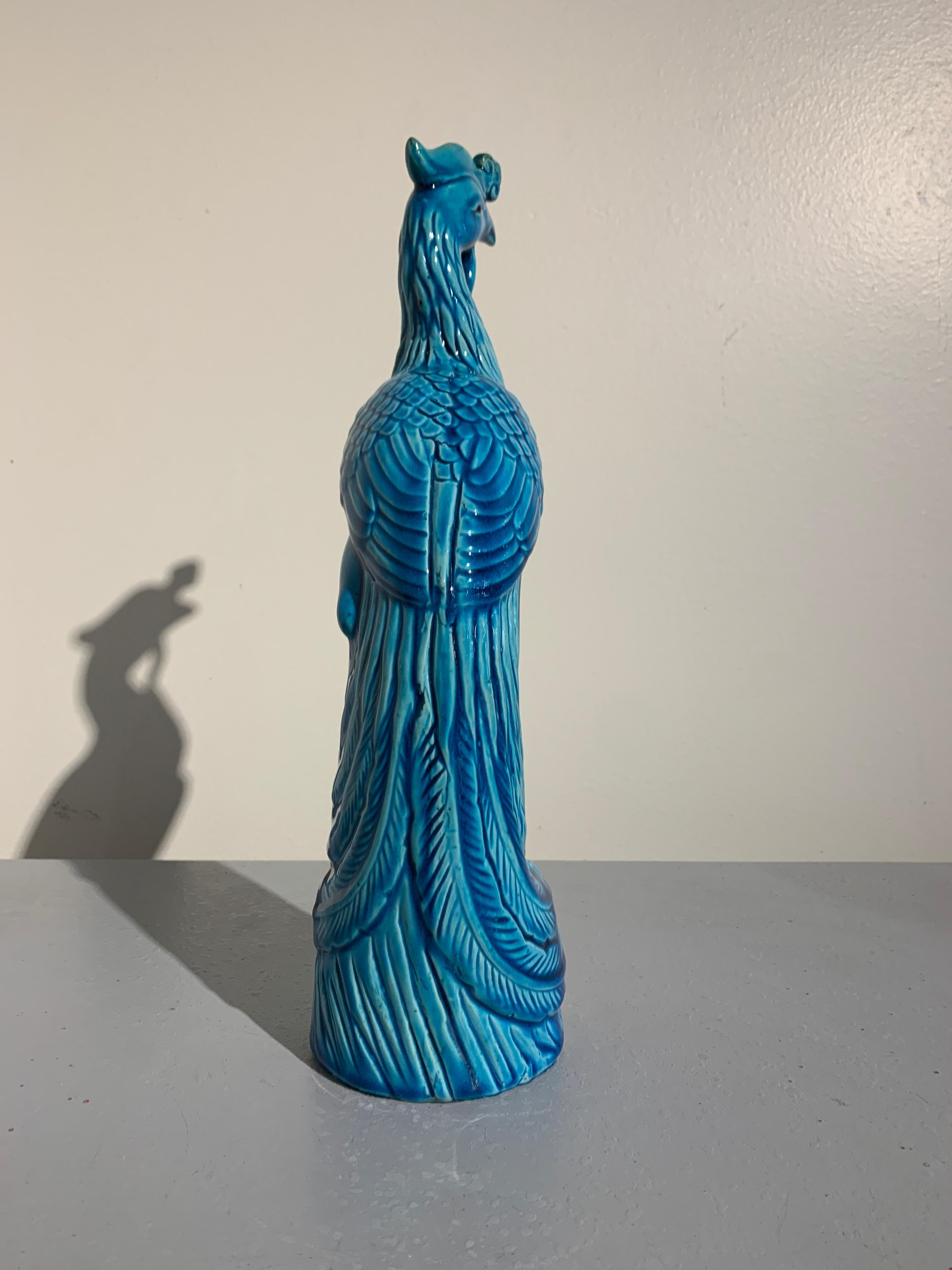 Vintage Chinese Turquoise Glazed Phoenix, Mid-20th Century, China In Good Condition In Austin, TX