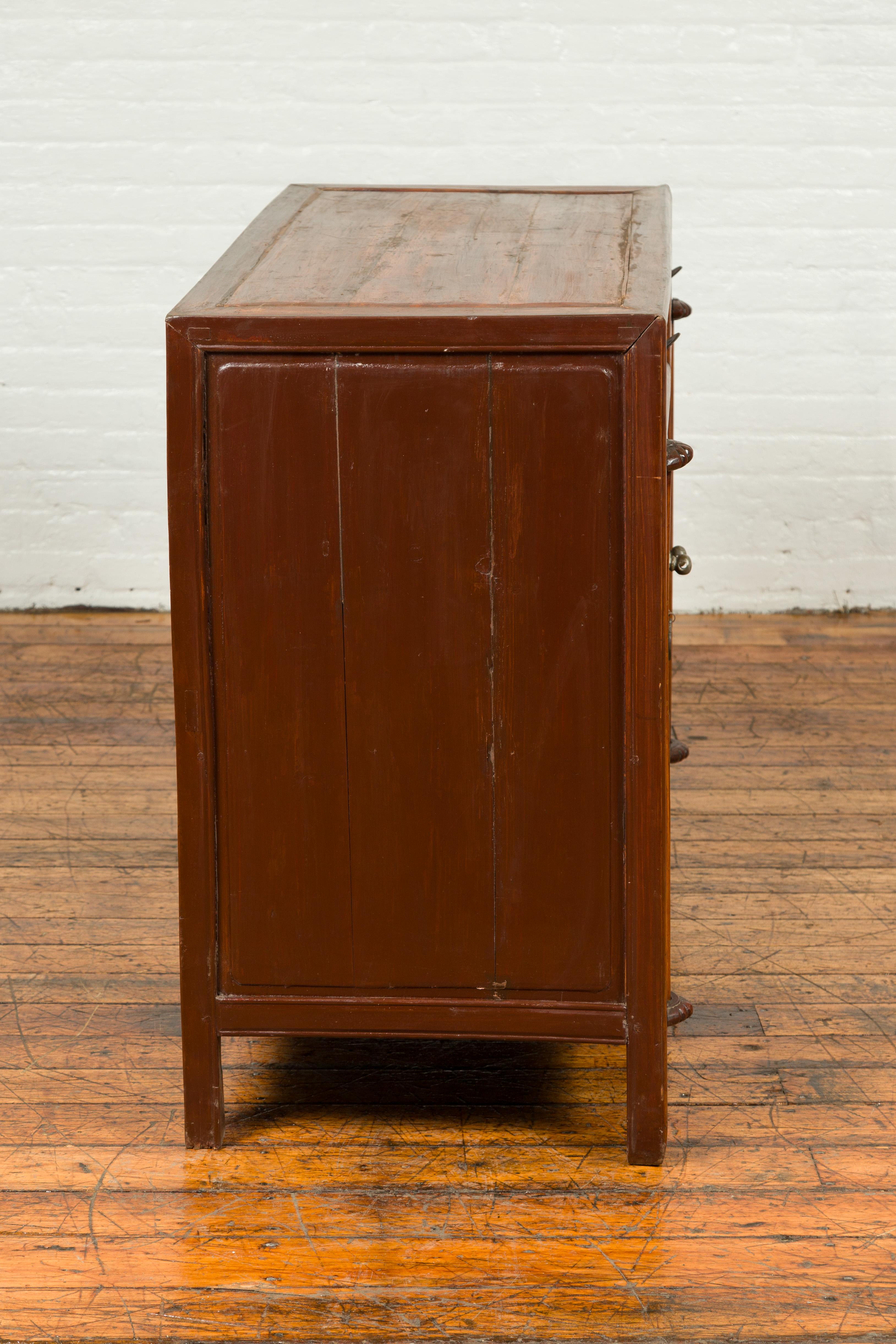 Vintage Chinese Two-Toned Cabinet with Drawers, Doors and Bronze Hardware 7