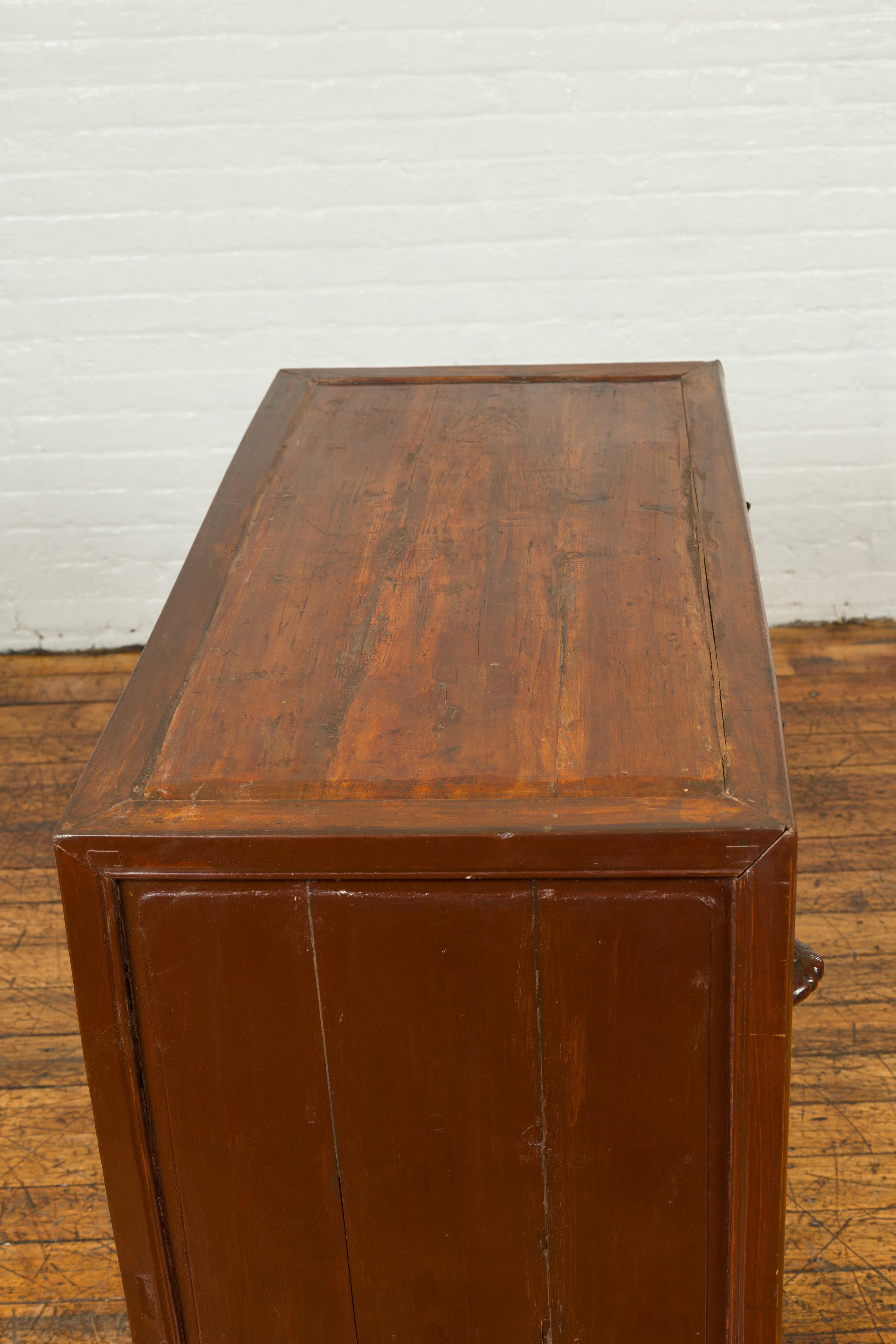 Vintage Chinese Two-Toned Cabinet with Drawers, Doors and Bronze Hardware 8