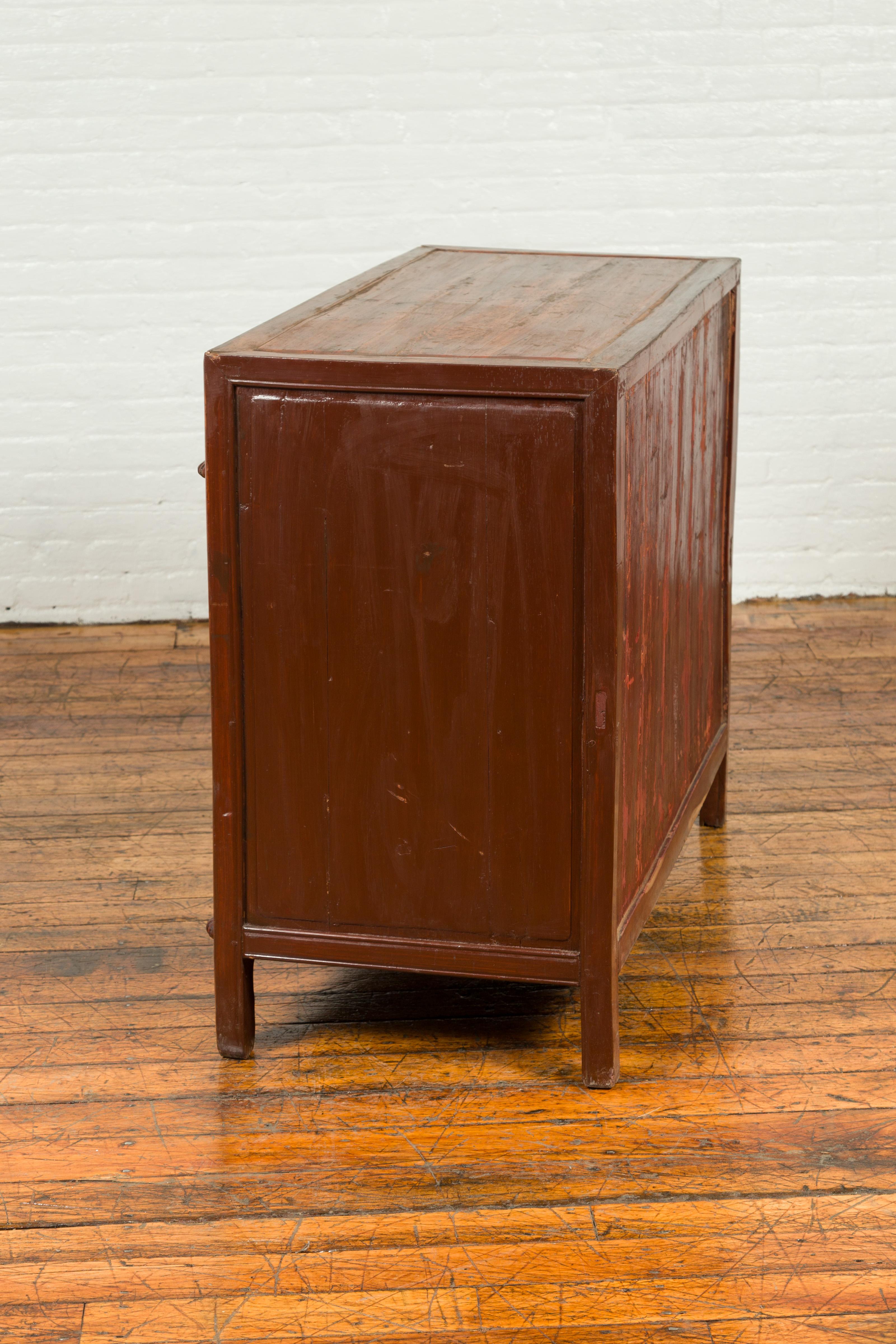 Vintage Chinese Two-Toned Cabinet with Drawers, Doors and Bronze Hardware 10