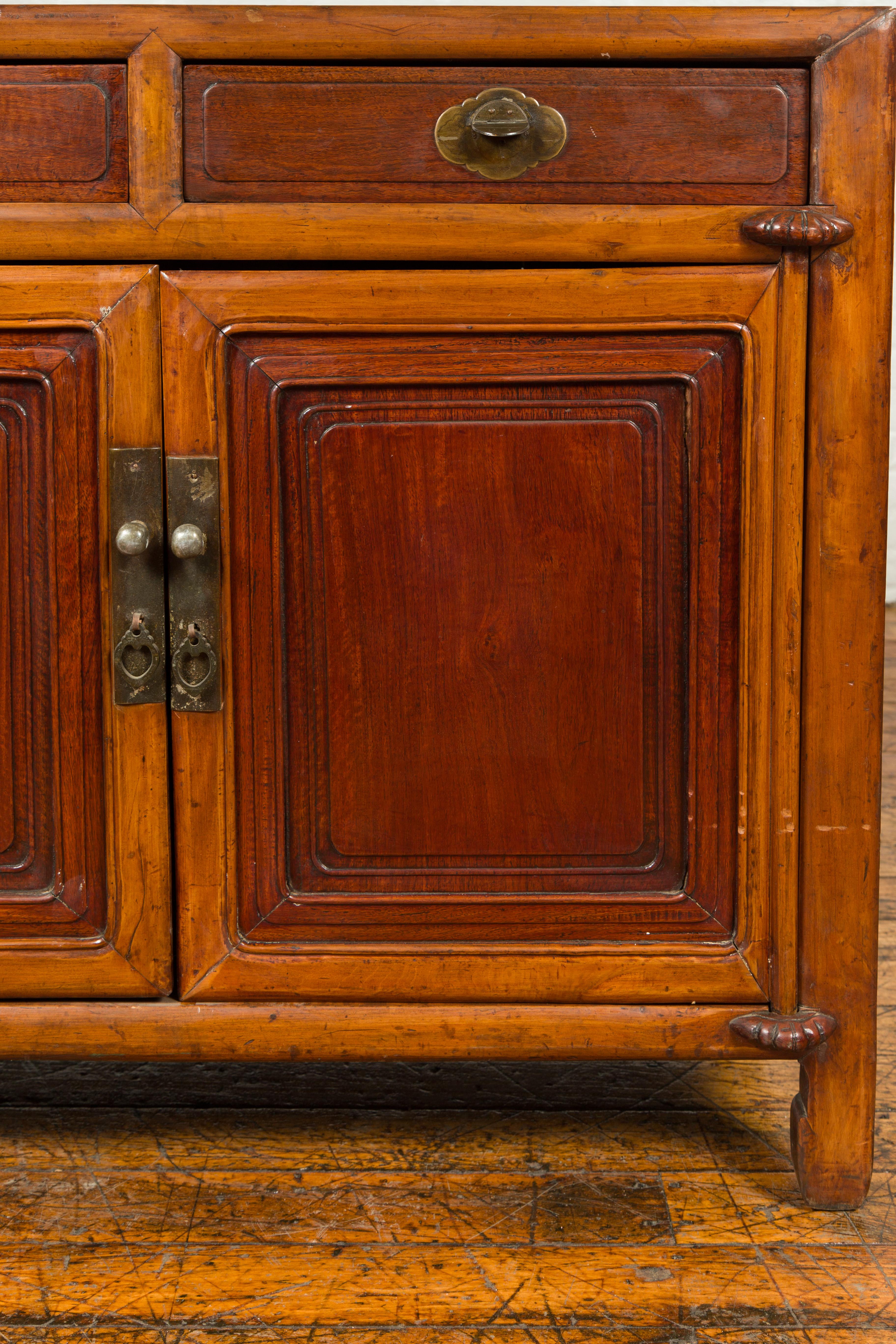 Vintage Chinese Two-Toned Cabinet with Drawers, Doors and Bronze Hardware 4